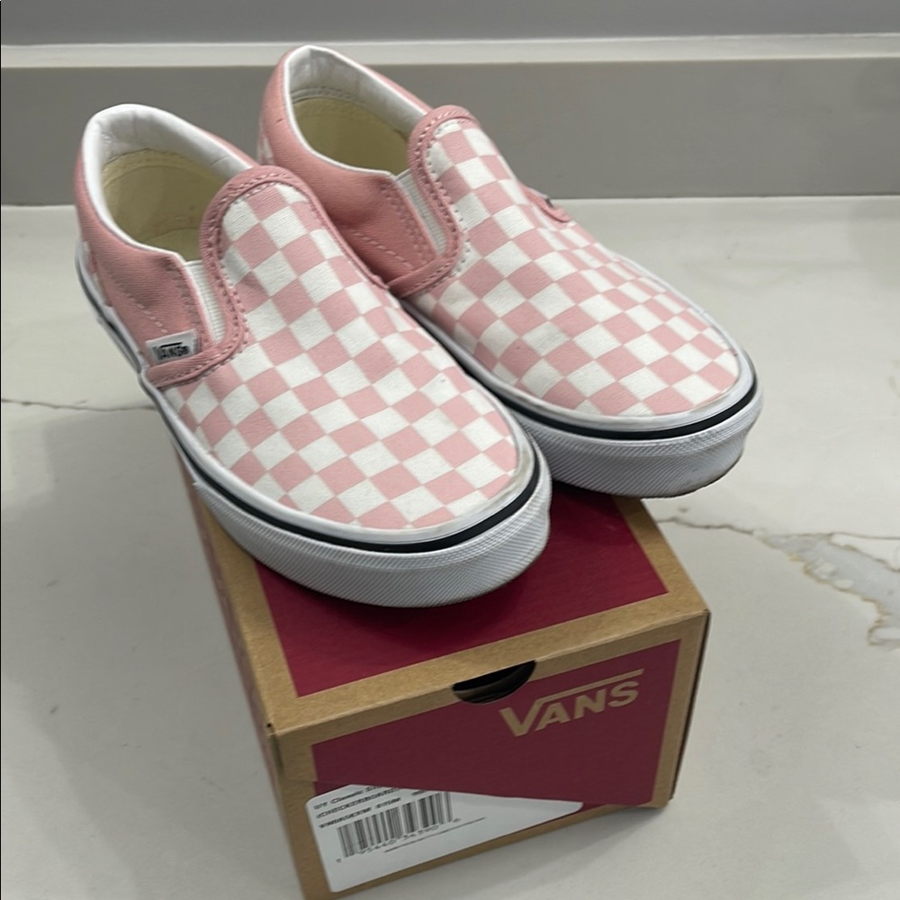 Vans Classic Pink and White Checkered Slip-Ons